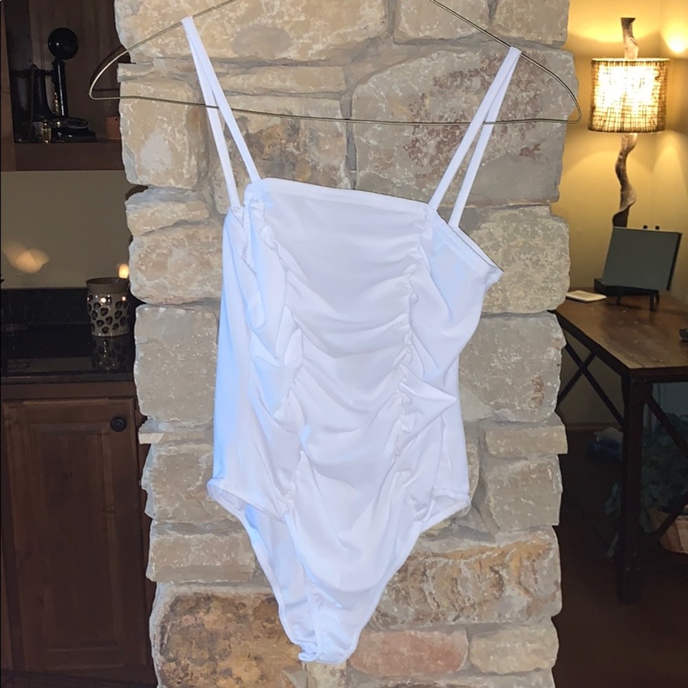 White rouche body suit